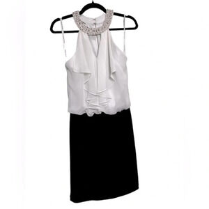 Bisou Bisou Halter Cocktail Dress | Jeweled Neck | Size 8